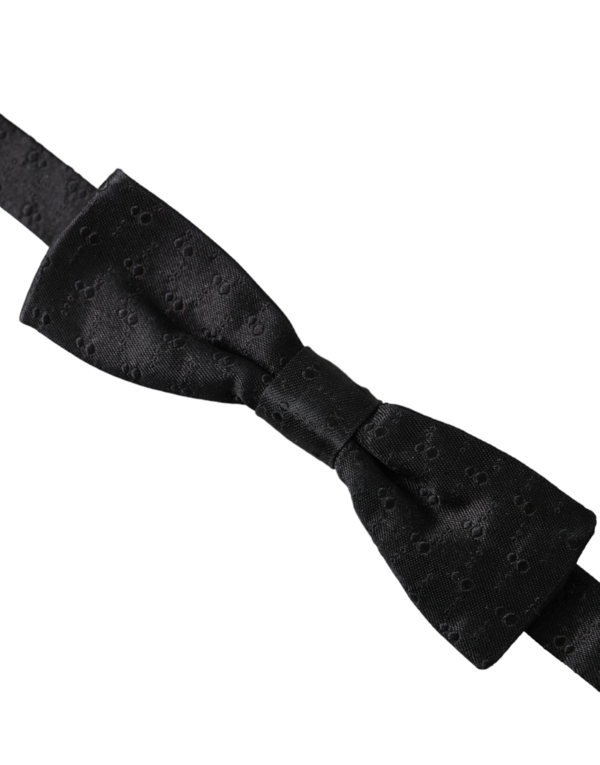 Dolce & Gabbana Black Silk Patterned Adjustable Neck Men Bow Tie - ClickThatClicks 