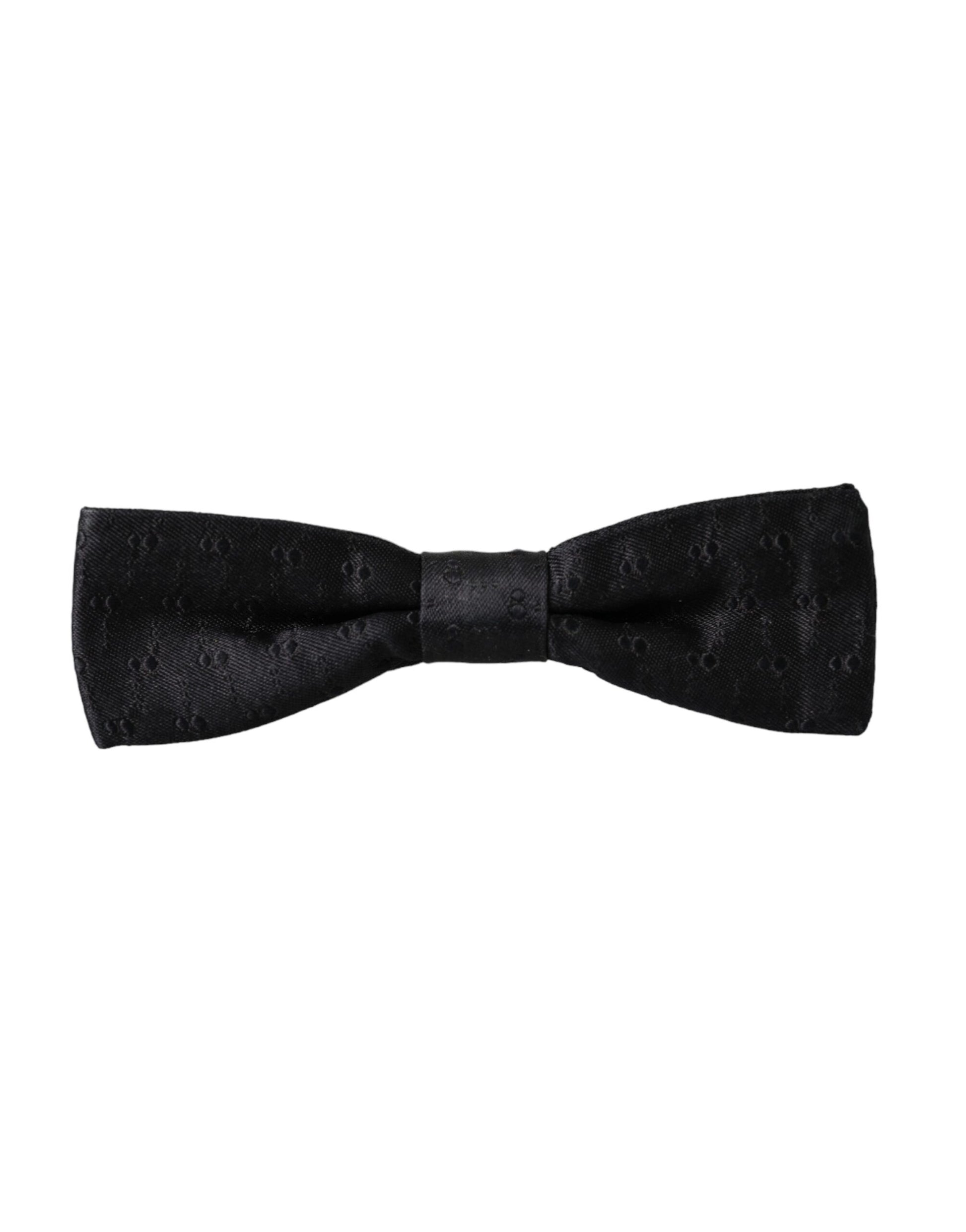Dolce & Gabbana Black Silk Patterned Adjustable Neck Men Bow Tie - ClickThatClicks 
