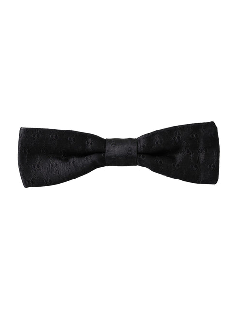 Dolce & Gabbana Black Silk Patterned Adjustable Neck Men Bow Tie - ClickThatClicks 