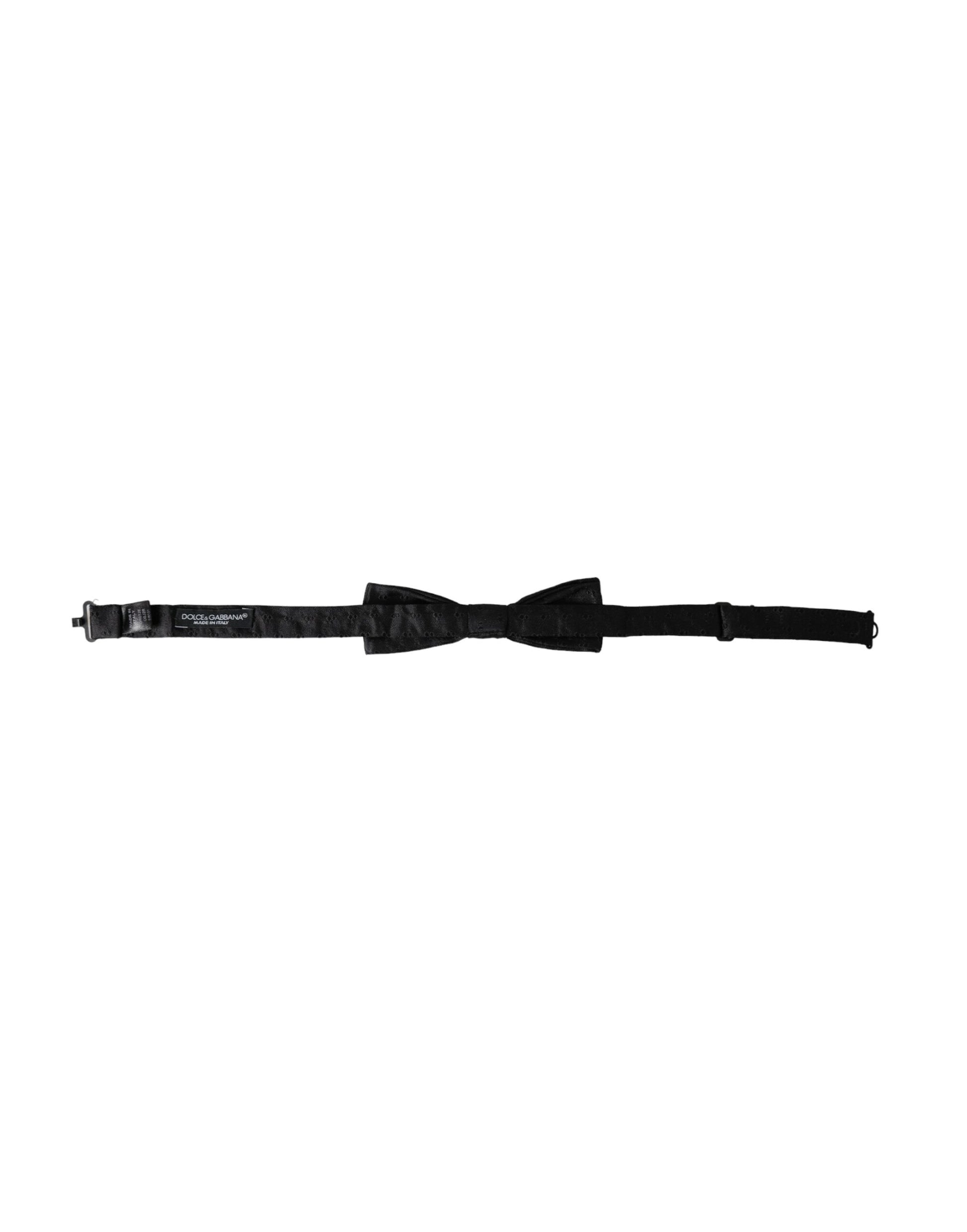 Dolce & Gabbana Black Silk Patterned Adjustable Neck Men Bow Tie - ClickThatClicks 