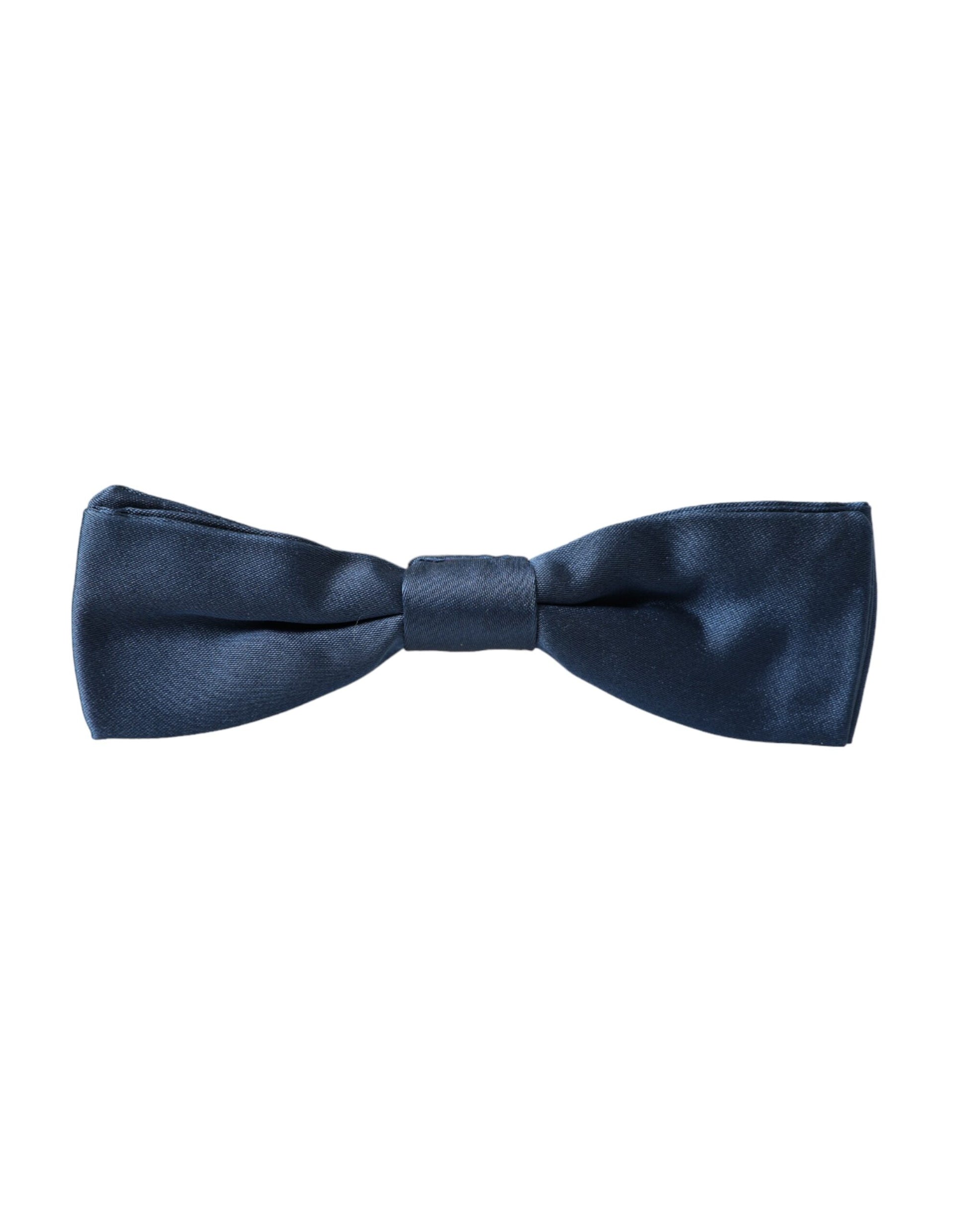 Dolce & Gabbana Blue Satin Silk Adjustable Neck Men Bow Tie - ClickThatClicks 