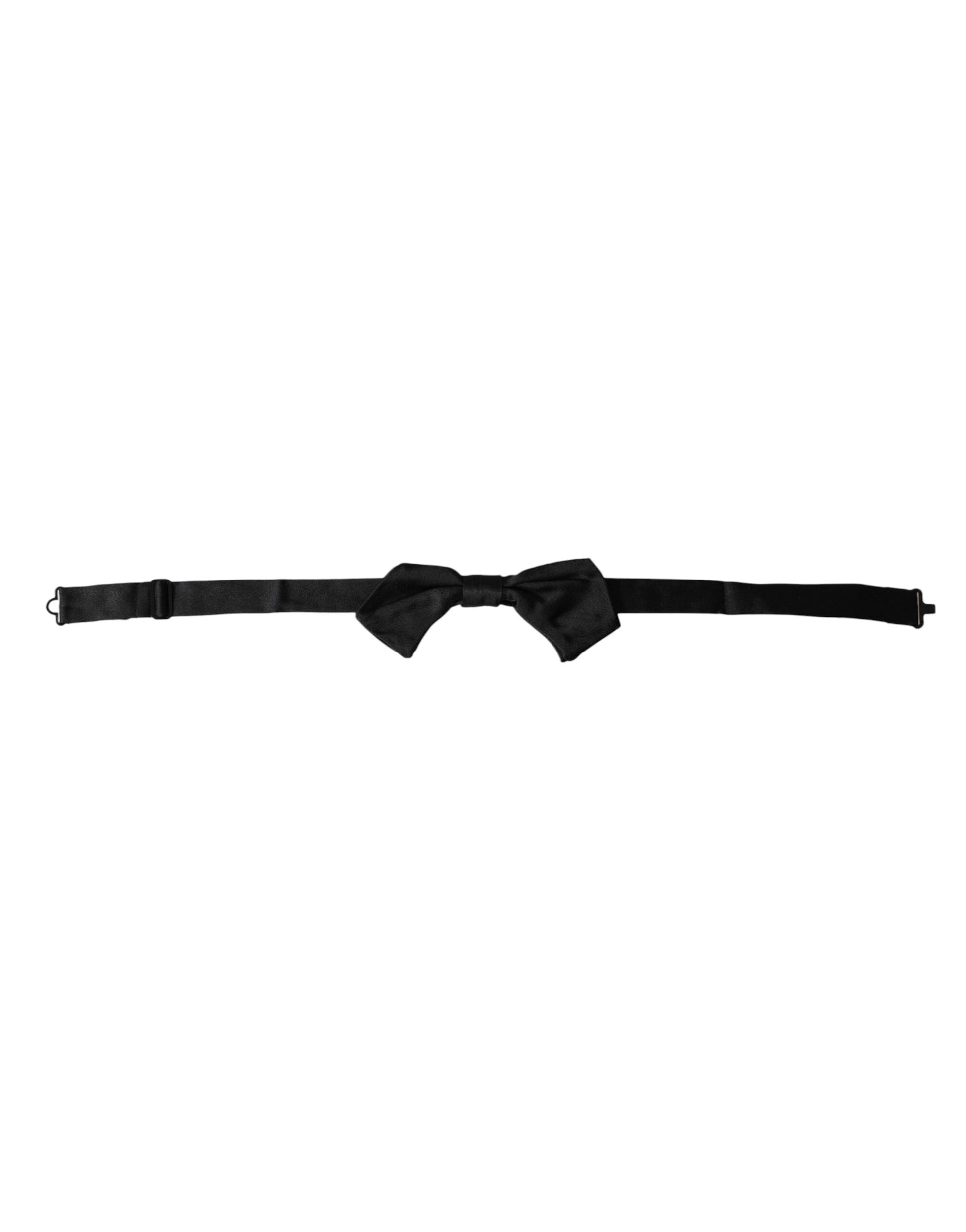 Dolce & Gabbana Black Satin Silk Adjustable Neck Men Bow Tie - ClickThatClicks 