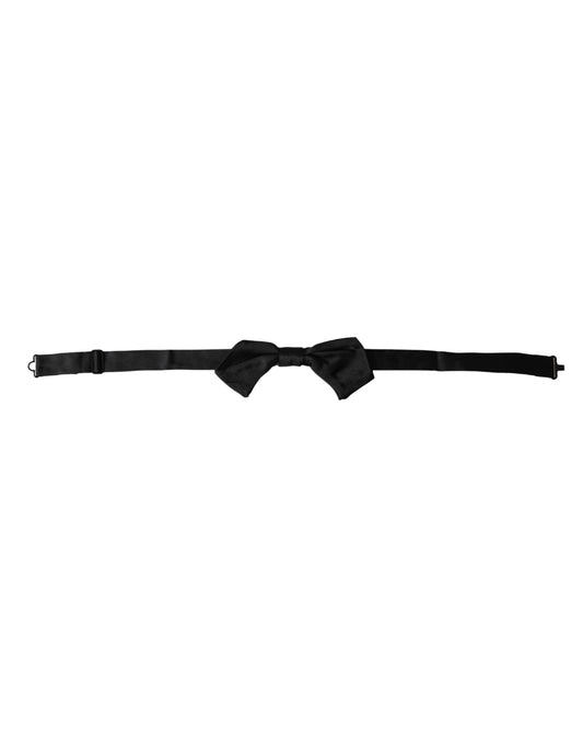 Dolce & Gabbana Black Satin Silk Adjustable Neck Men Bow Tie - ClickThatClicks 