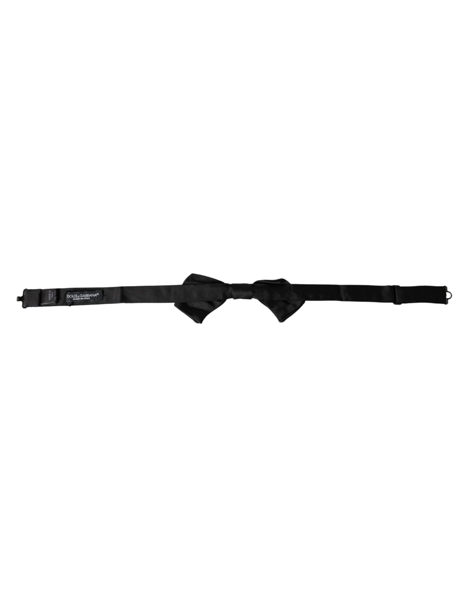Dolce & Gabbana Black Satin Silk Adjustable Neck Men Bow Tie - ClickThatClicks 