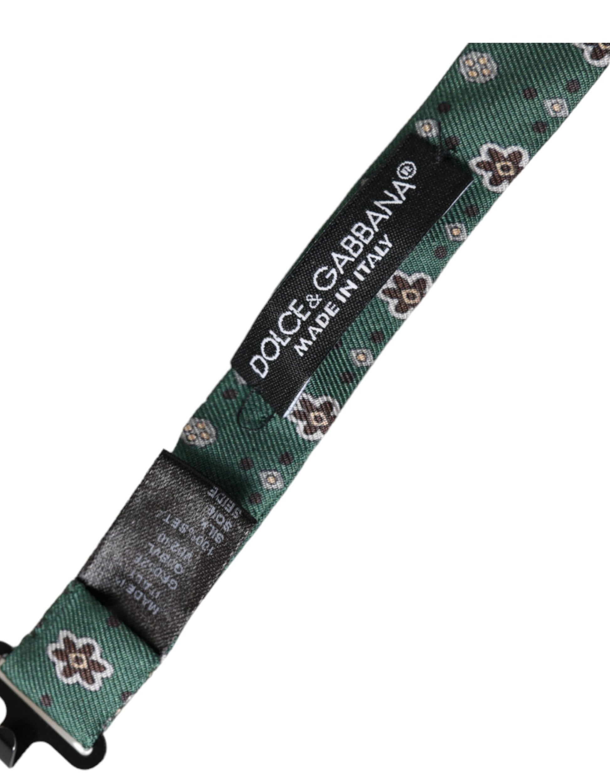 Dolce & Gabbana Mint Green Floral Adjustable Neck Men Bow Tie - ClickThatClicks 