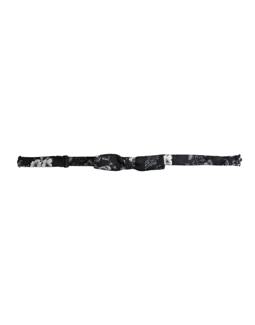 Dolce & Gabbana Black Floral Silk Adjustable Neck Men Bow Tie - ClickThatClicks 