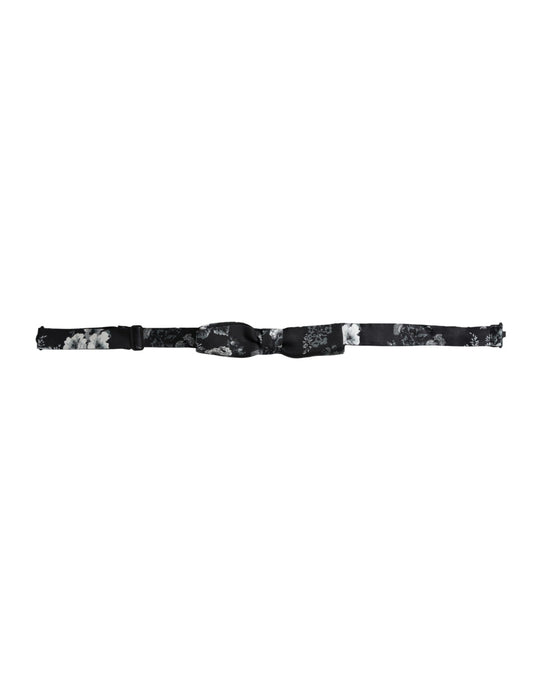Dolce & Gabbana Black Floral Silk Adjustable Neck Men Bow Tie - ClickThatClicks 