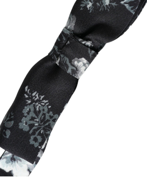 Dolce & Gabbana Black Floral Silk Adjustable Neck Men Bow Tie - ClickThatClicks 