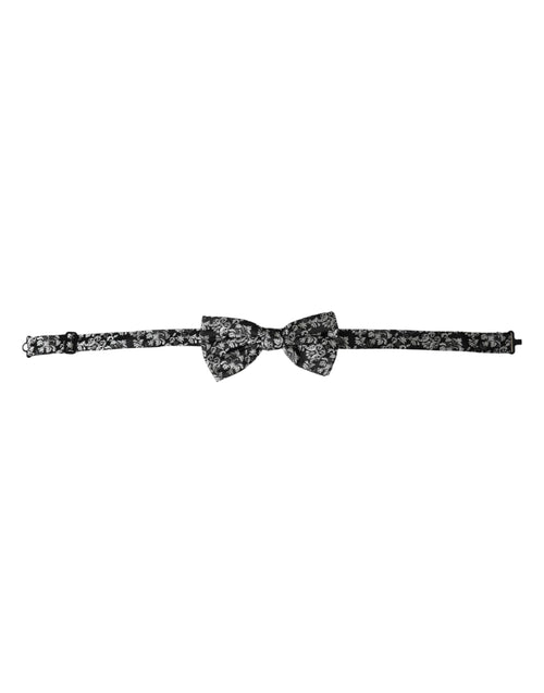 Dolce & Gabbana Black Floral Silk Adjustable Neck Men Bow Tie - ClickThatClicks 