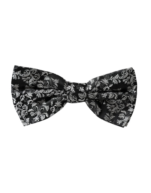 Dolce & Gabbana Black Floral Silk Adjustable Neck Men Bow Tie - ClickThatClicks 