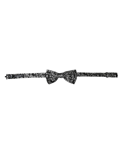 Dolce & Gabbana Black Floral Silk Adjustable Neck Men Bow Tie - ClickThatClicks 
