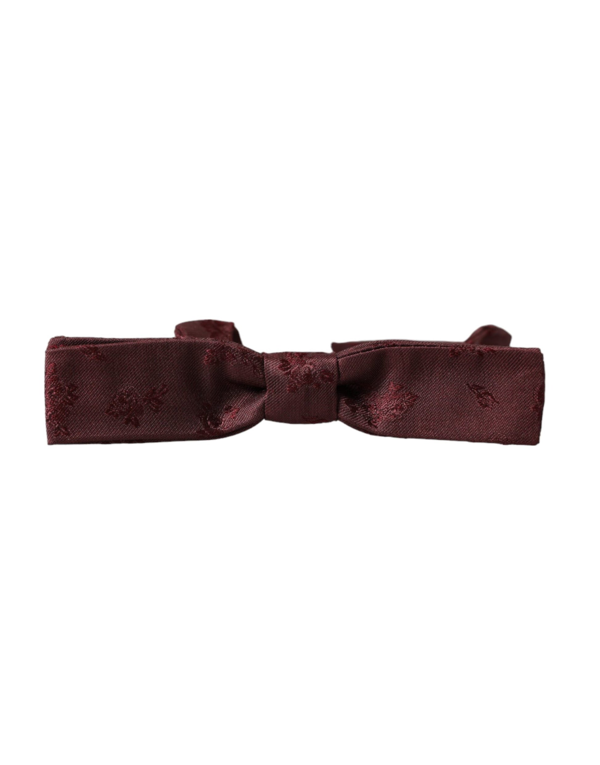 Dolce & Gabbana Maroon Floral Silk Adjustable Neck Men Bow Tie - ClickThatClicks 