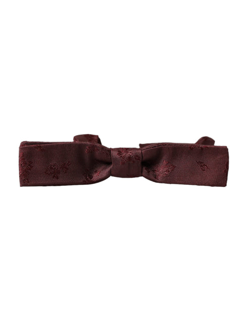 Dolce & Gabbana Maroon Floral Silk Adjustable Neck Men Bow Tie - ClickThatClicks 