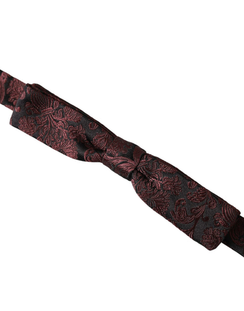Dolce & Gabbana Maroon Floral Silk Adjustable Neck Men Bow Tie - ClickThatClicks 