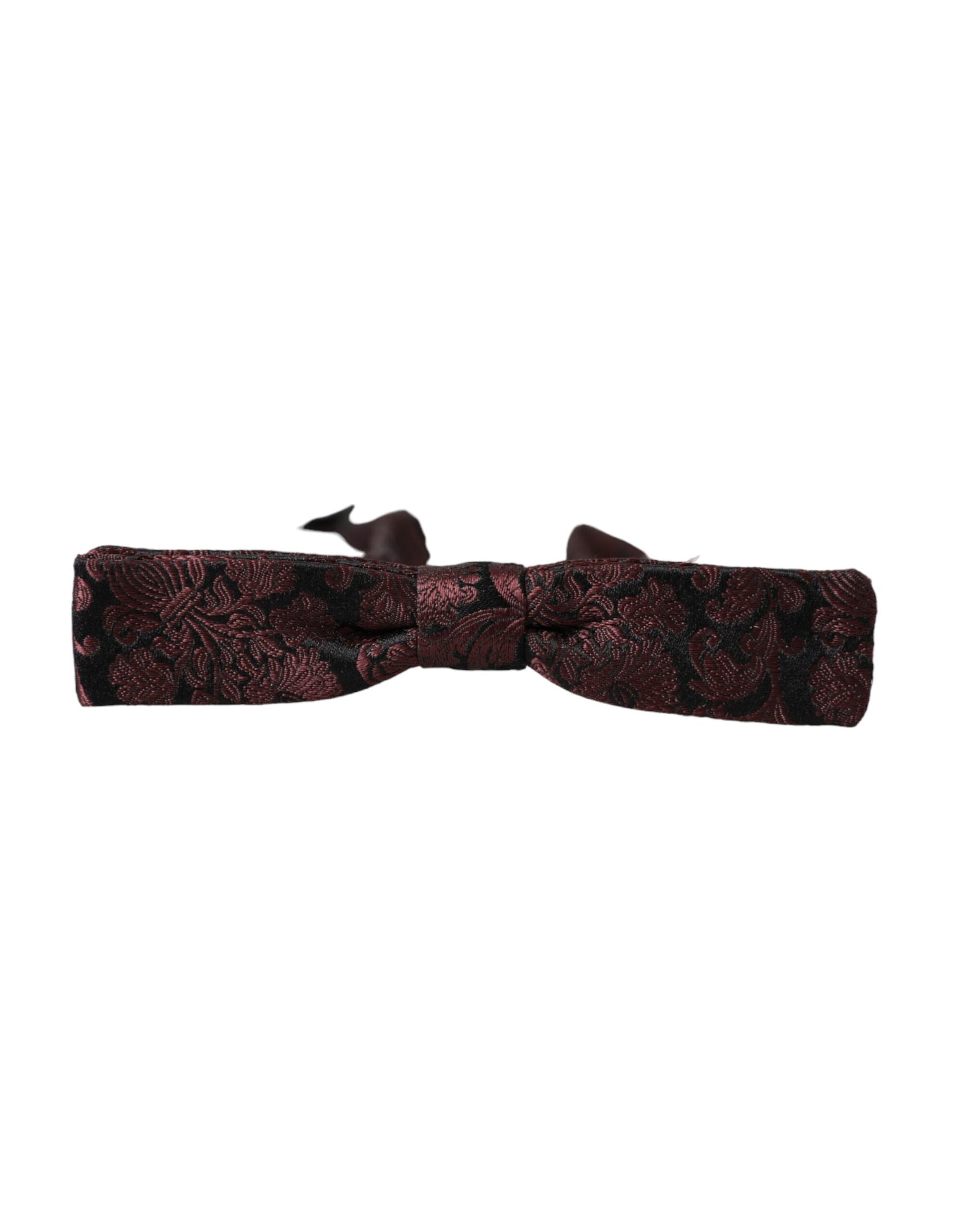 Dolce & Gabbana Maroon Floral Silk Adjustable Neck Men Bow Tie - ClickThatClicks 