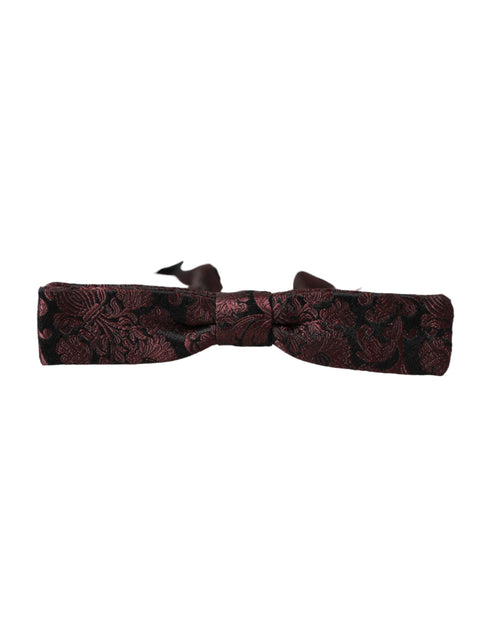 Dolce & Gabbana Maroon Floral Silk Adjustable Neck Men Bow Tie - ClickThatClicks 