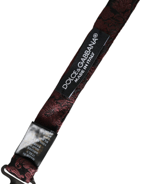 Dolce & Gabbana Maroon Floral Silk Adjustable Neck Men Bow Tie - ClickThatClicks 