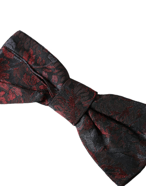 Dolce & Gabbana Red Black Floral Adjustable Neck Men Bow Tie - ClickThatClicks 