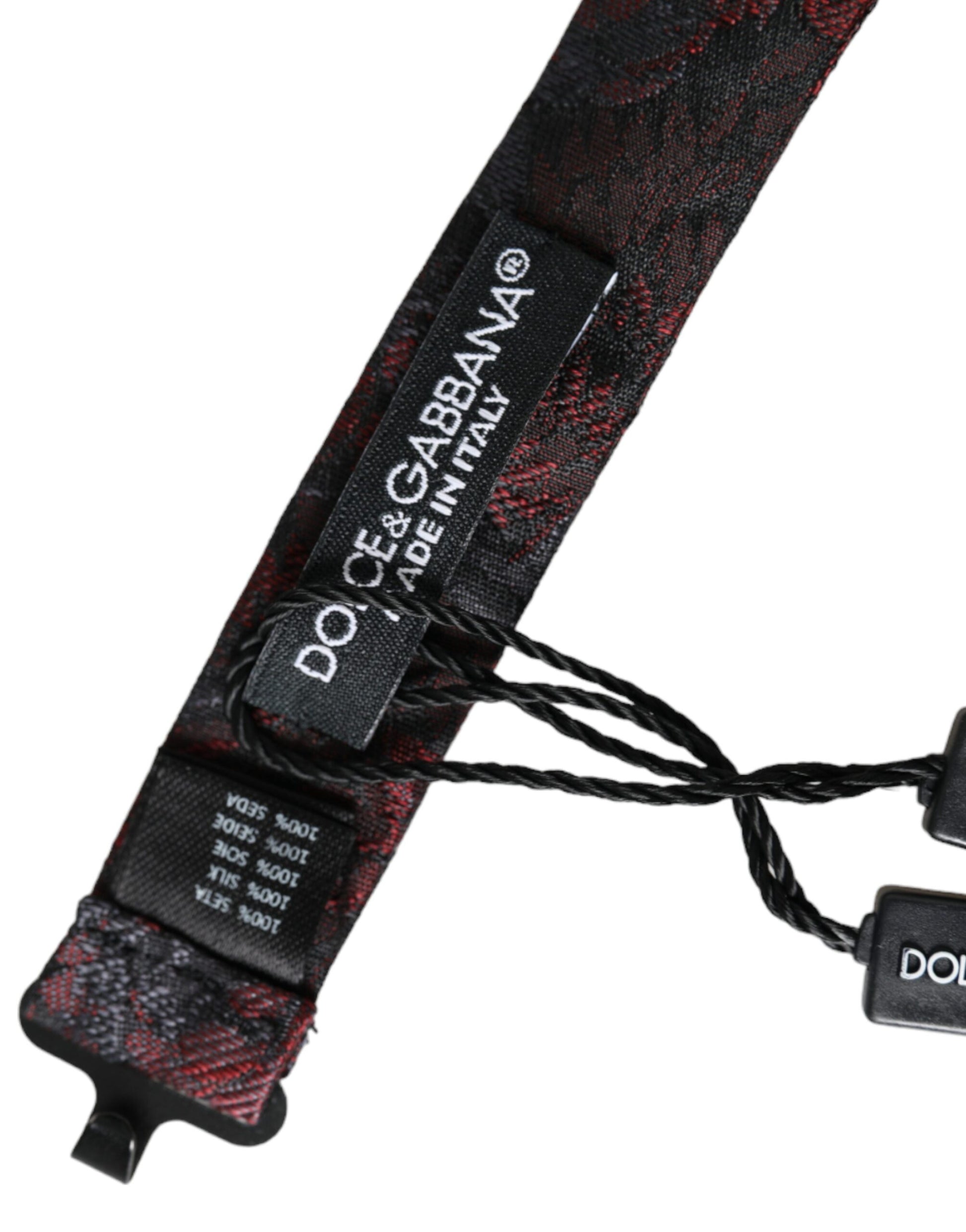Dolce & Gabbana Red Black Floral Adjustable Neck Men Bow Tie - ClickThatClicks 