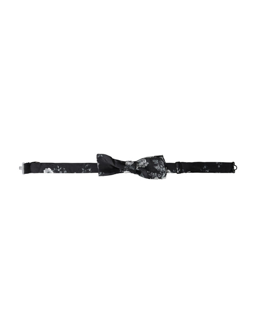 Dolce & Gabbana Black Floral Fantasy Adjustable Neck Men Bow Tie - ClickThatClicks 