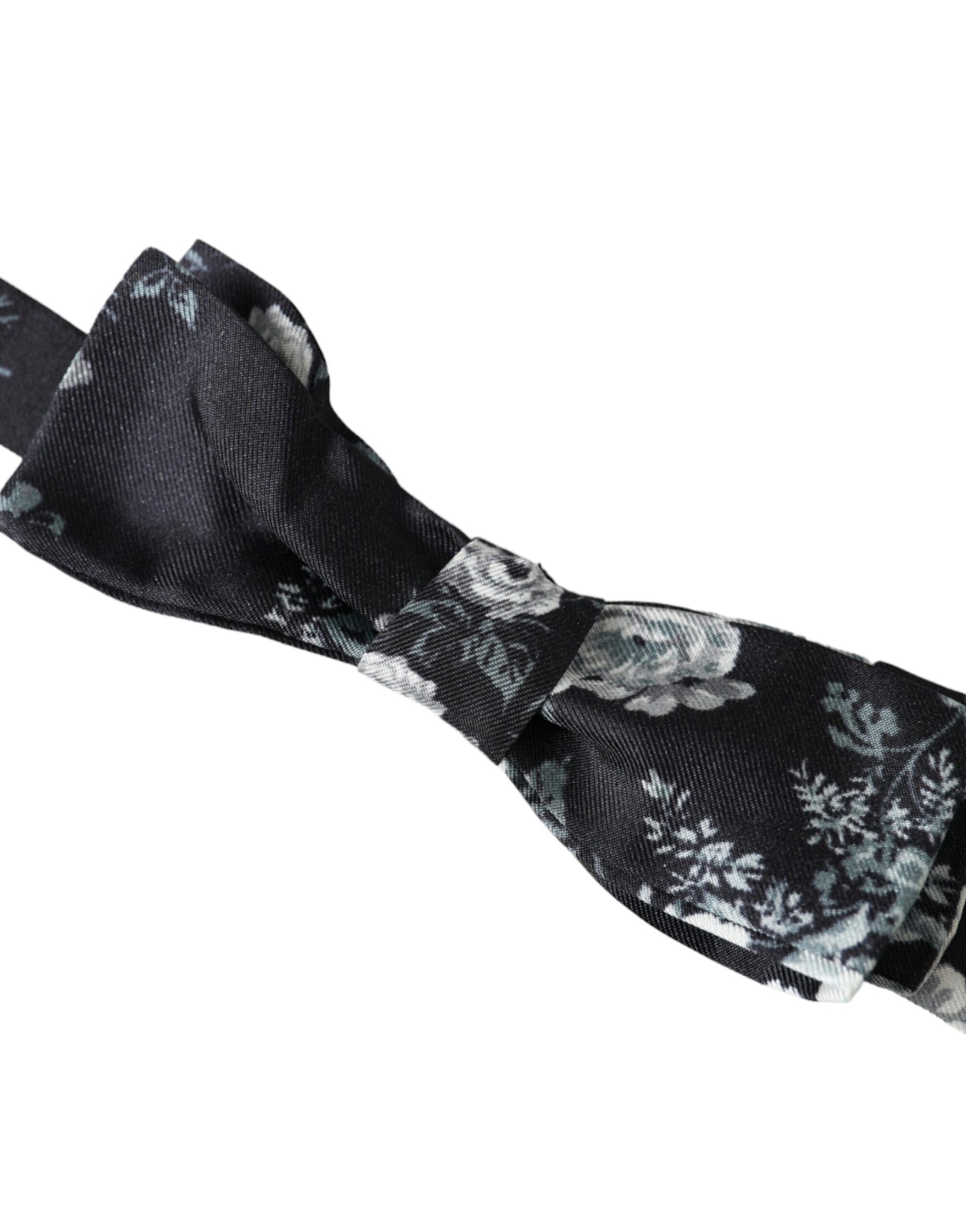 Dolce & Gabbana Black Floral Fantasy Adjustable Neck Men Bow Tie - ClickThatClicks 