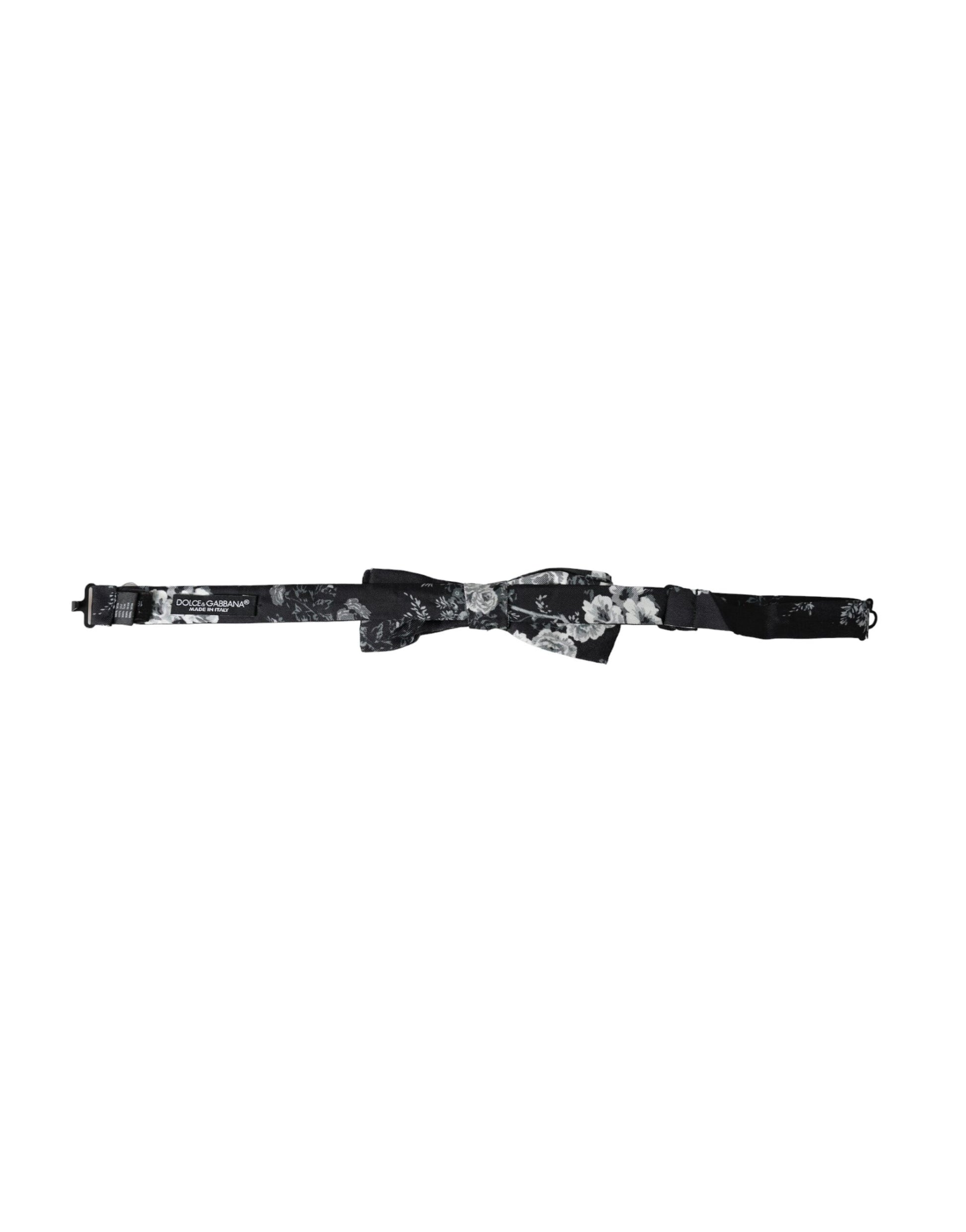 Dolce & Gabbana Black Floral Fantasy Adjustable Neck Men Bow Tie - ClickThatClicks 