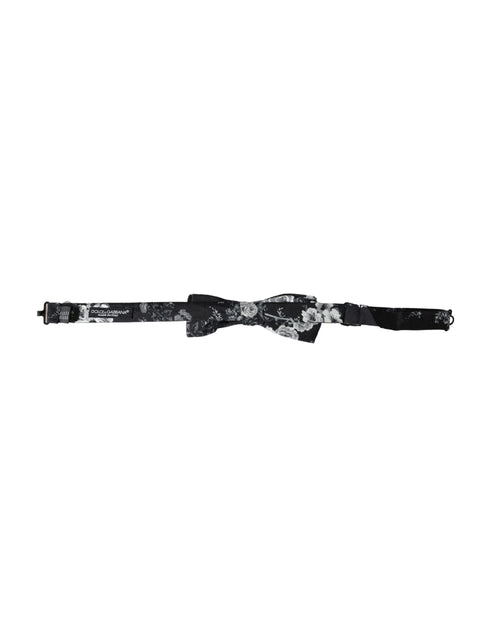Dolce & Gabbana Black Floral Fantasy Adjustable Neck Men Bow Tie - ClickThatClicks 