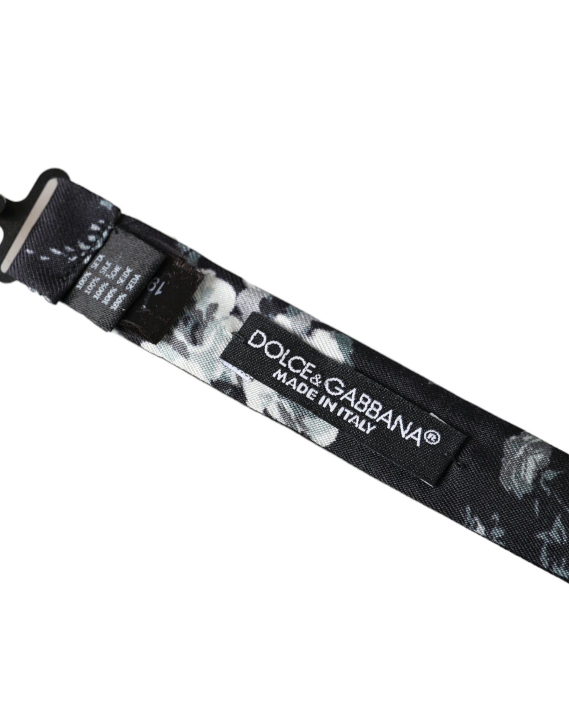 Dolce & Gabbana Black Floral Fantasy Adjustable Neck Men Bow Tie - ClickThatClicks 