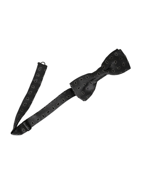 Dolce & Gabbana Black Silk Patterned Adjustable Neck Men Bow Tie - ClickThatClicks 