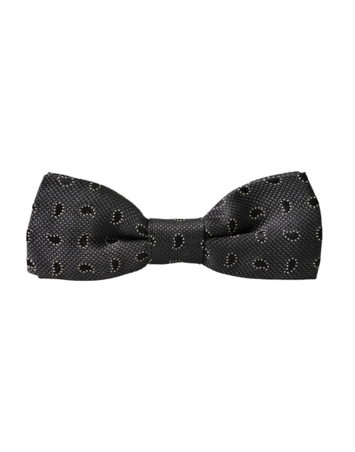 Dolce & Gabbana Black Silk Patterned Adjustable Neck Men Bow Tie - ClickThatClicks 