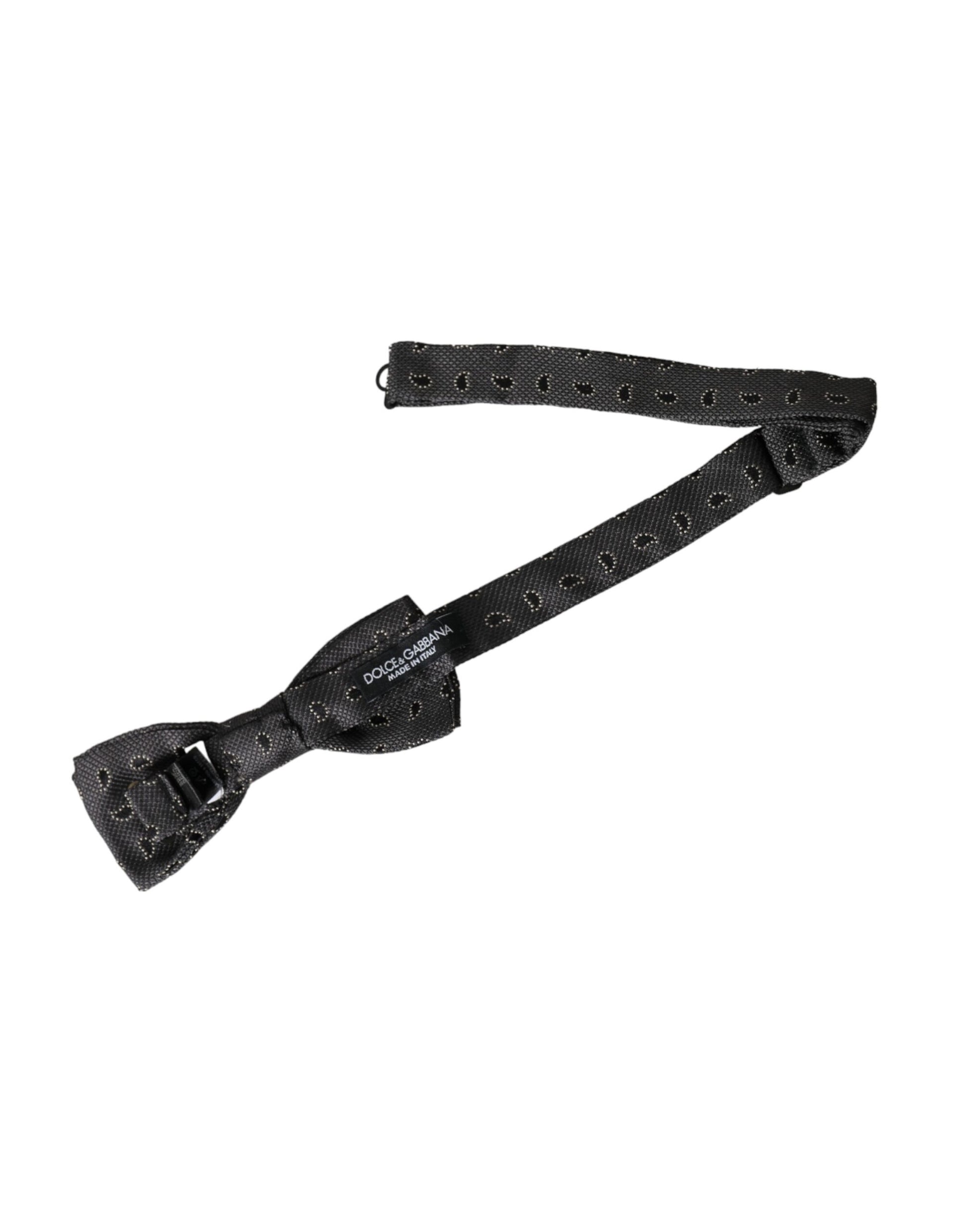 Dolce & Gabbana Black Silk Patterned Adjustable Neck Men Bow Tie - ClickThatClicks 