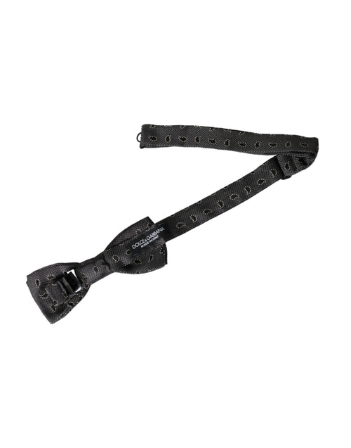 Dolce & Gabbana Black Silk Patterned Adjustable Neck Men Bow Tie - ClickThatClicks 
