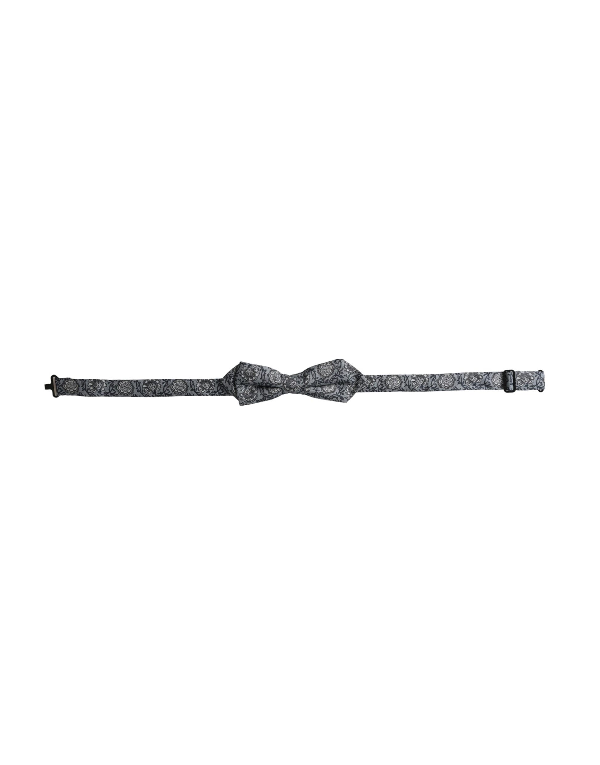 Dolce & Gabbana Gray Silk Patterned Adjustable Neck Men Bow Tie - ClickThatClicks 