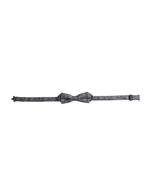 Dolce & Gabbana Gray Silk Patterned Adjustable Neck Men Bow Tie - ClickThatClicks 