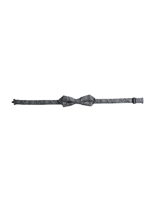 Dolce & Gabbana Gray Silk Patterned Adjustable Neck Men Bow Tie - ClickThatClicks 