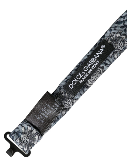 Dolce & Gabbana Gray Silk Patterned Adjustable Neck Men Bow Tie - ClickThatClicks 