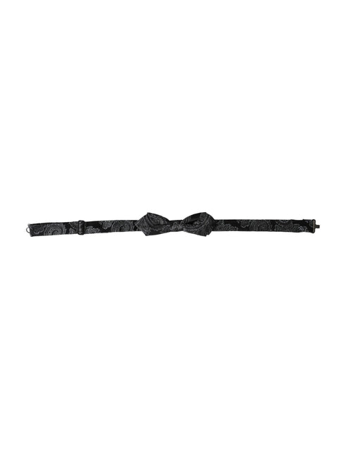 Dolce & Gabbana Black Silk Jacquard Adjustable Neck Men Bow Tie - ClickThatClicks 