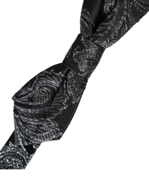Dolce & Gabbana Black Silk Jacquard Adjustable Neck Men Bow Tie - ClickThatClicks 