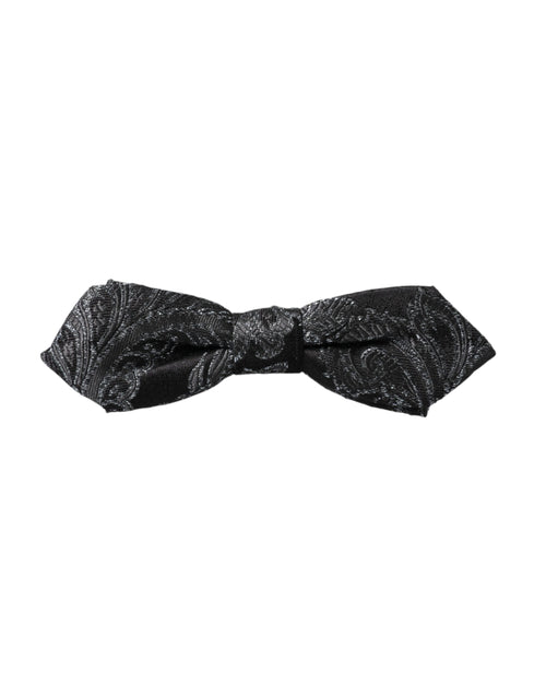Dolce & Gabbana Black Silk Jacquard Adjustable Neck Men Bow Tie - ClickThatClicks 