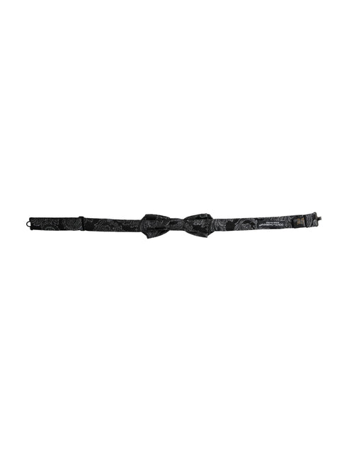 Dolce & Gabbana Black Silk Jacquard Adjustable Neck Men Bow Tie - ClickThatClicks 