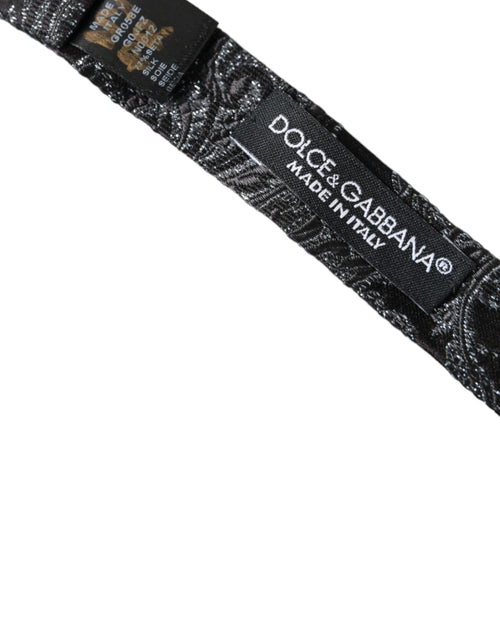 Dolce & Gabbana Black Silk Jacquard Adjustable Neck Men Bow Tie - ClickThatClicks 