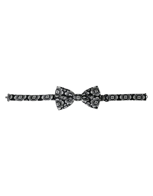Dolce & Gabbana Black White Printed Adjustable Neck Men Bow Tie - ClickThatClicks 