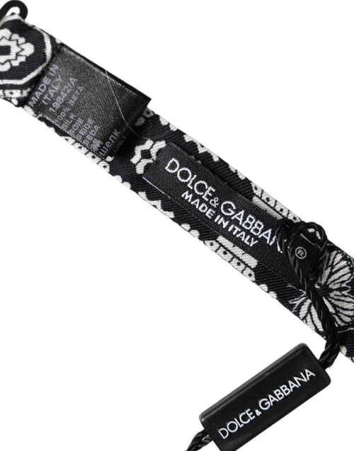 Dolce & Gabbana Black White Printed Adjustable Neck Men Bow Tie - ClickThatClicks 