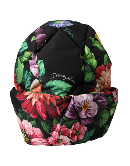 Dolce & Gabbana Black Floral Print Whole Head Wrap Hat - ClickThatClicks 