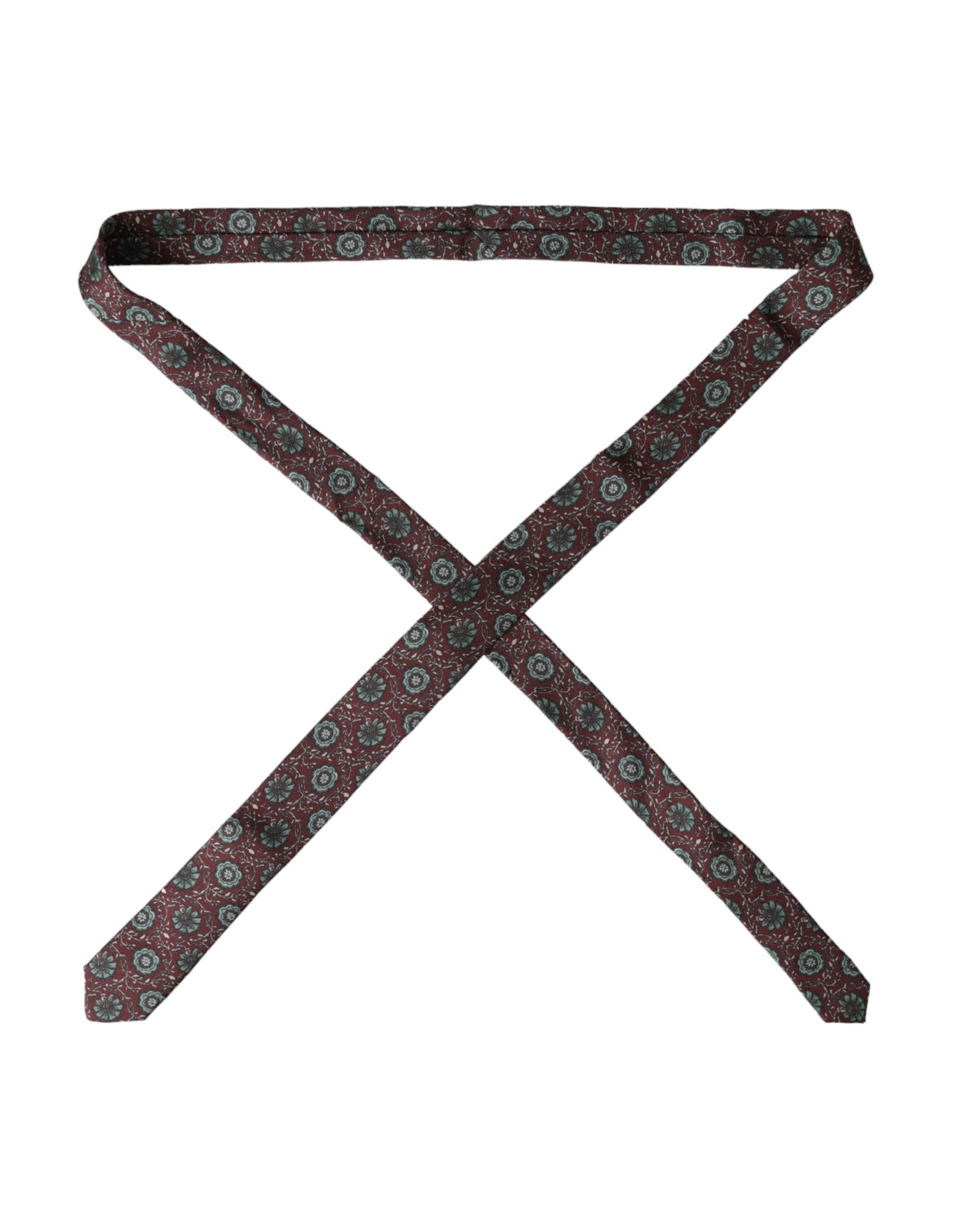 Dolce & Gabbana Maroon Floral 100% Silk Adjustable Men Tie - ClickThatClicks 