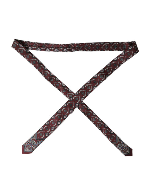 Dolce & Gabbana Bordeaux Printed 100% Silk Adjustable Men Tie - ClickThatClicks 