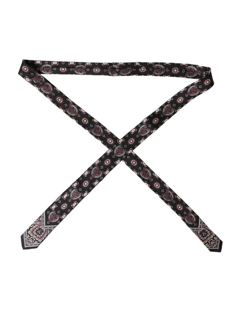 Dolce & Gabbana Black Printed 100% Silk Adjustable Men Tie - ClickThatClicks 