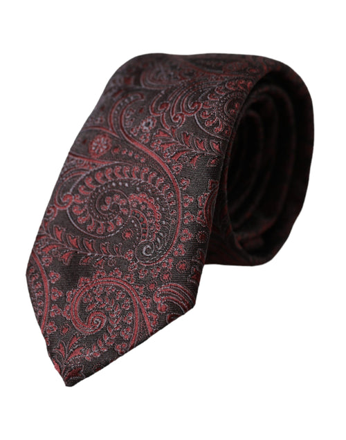 Dolce & Gabbana Bordeaux Patterned Silk Adjustable Men Tie - ClickThatClicks 