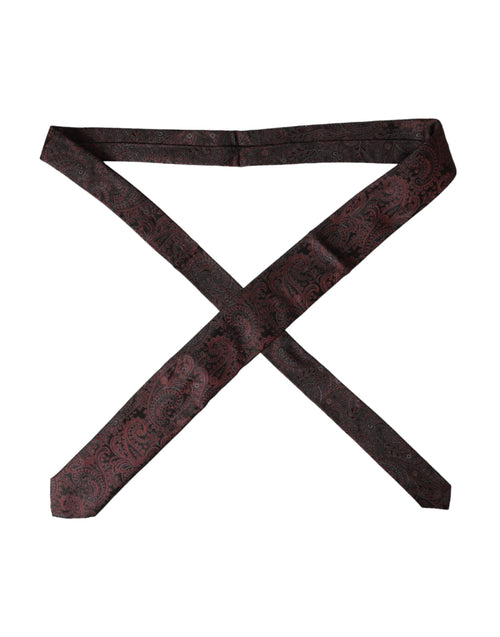 Dolce & Gabbana Bordeaux Patterned Silk Adjustable Men Tie - ClickThatClicks 