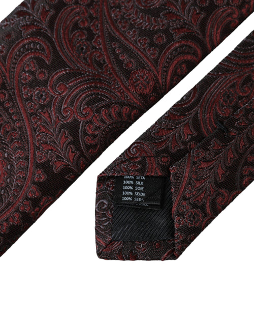 Dolce & Gabbana Bordeaux Patterned Silk Adjustable Men Tie - ClickThatClicks 